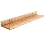 IBUYKE Solid Oak Timber Floating Shelf Wall, Creative U-shaped Shelf Display Racks for Living Room, Office, Bedroom, Bathroom, Kitchen, 60cm Wood color RF-GB544