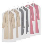 URMI Garment Bags Covers, 55" PEVA Coat Cover (6 PCS), Breathable Coat Suit Clothes Covers Waterproof Moth Proof Long Dress Covers with Long Zipper (6 pcs 60cm * 142cm)