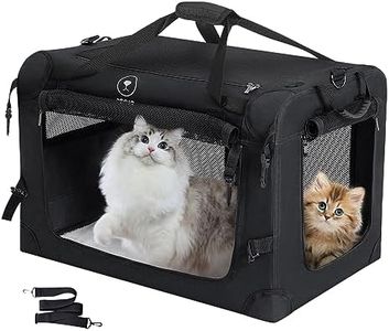 PEGIC Extra Large Cat Carrier for Car Travel, Pegic Soft Sided Collapsible Pet Carrier for Outdoor and Indoor Uses, Roomy Cat Carrier for 2 Kittens, Large Cat or Puppies Up to 50lbs (Black)