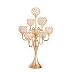 Gold Candle Holders for Table Centerpiece Tall Crystal 7 Arms Candelabra Candleholder Home Wedding Decor Decor Centerpieces for Table Party Events