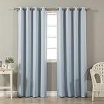 Best Home Fashion Thermal Insulated Blackout Curtains - Antique Bronze Grommet Top - Sky Blue - 52" W x 108" L - (Set of 2 Panels)