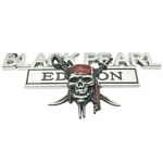 XANAPON 1 Set Pirate Black Pearl Edition Car Metal Emblem, Jack Captain Sparrow Sticker Letters Emblem Truck Fenders Exterior Accessories (Silver)