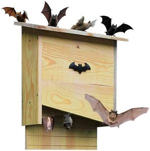 Large Solid Cedar Bat House Box - Double Chamber Wildlife Habitat | Pre-Drilled Mounting Kit for Wall/Tree or Siding | Weather-Treated Backyard Design
