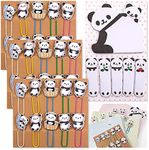 pandaonly 30Pcs Panda Paperclip Bookmarks, 3 Set Cute Panda Bookmark Clips with 1 Sheet Panda Sticky Notes-Funny Paperclips Bookmarks Planner Clips for Office Supplies Coworkers Teachers' Day Gifts