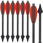 WANVZMR 6.3" Pistol Crossbow Bolts,Carbon Mini Crossbow Arrows Bolts Broadhead Tips Hunting Arrows for 50-80lbs Crossbow Archery Pistol-Fishing Hunting Shooting Target Practice (Style1 Red 6pcs)