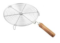 Cloudzy Roaster Barbecue Net Grill Steel Wire Roasting Net Charcoal Hand Warmer Rack BBQ Accessories Fish Burner Papad Jali Paneer Tandoor Net with Wooden Handle (Jalebi)