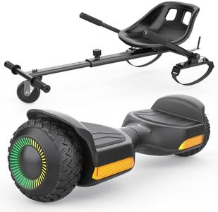 Gyroor Scooter with Adjustable Seat Attachment, 6.5" All-Terrain Self Balancing Scooter, LED Lights & Bluetooth for Kids and Adults, Black