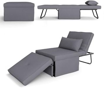 Gunuss Schlafsessel Klappsofa mit Schlaffunktion Moderne Faltliege für kleine Räume Schlafhocker mit verstellbarem Rückenlehne und bequemen atmungsaktiven Polsterung ideal für Zuhause Büro, Grau