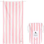 Dock & Bay Beach Towel - Quick Dry, Sand Free - Compact, Lightweight - 100% Recycled - Includes Bag - Cabana Light - Malibu Pink, Medium (130x70cm, 51x27)