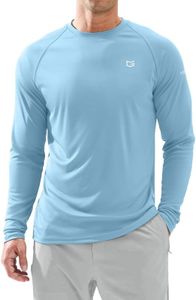 Men's Sun Protection Long Sleeve Shirts UPF 50+ Rash Guard for Men SPF UV Fishing Hiking Running Workout Athletic Shirt Light Blue
