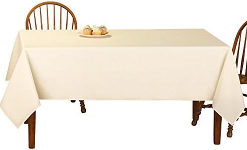 Collections Etc Basic Solid Color Rectangular Tablecloth Linen, 60" W x 90" L - Fits All Common Sized Rectangular Tables, Durable Hand Washable or Machine Washable, Ivory, 60" X 90"