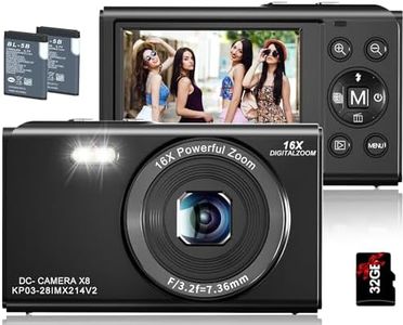 Digital Camera, 4K WiFi Kids Cameras for Photography, 64MP Small Point and Shoot Digital Camera with 32GB Card and 2 Batteries, Compact Vlogging Camera for Kids Teens Students Girls Boys, Black