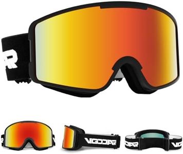 Vgooar Ski Goggles, OTG Cylindrical Lens Ski Goggles with Adjustable Long Straps, 100% UV Protection Anti Fog Snow Goggles for Men Women