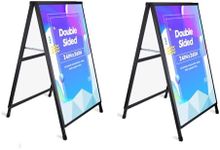 BOYVEN 2pcs Heavy Duty A- Frame Sidewalks Poster stand 24 x 36 Inch Outdoor Sign Black Coated Metal Collapsible Sidewalks Signs Stand Double-Sided Display Poster Boards Suitable Sandwich Board for Indoor Outdoor