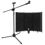 IMAGINEA Professional Microphone Isolation Shield with Heavy-Duty Adjustable Boom Stand – Portable Acoustic Vocal Booth for Recording, Podcasting, Streaming, Voice Over & Home Studio (Black)