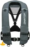 Owntop Automatic Manual Inflatable Swim Jacket, Low Profile Kayak Vest, Neoprene Collar, 24g CO2 Cylinder Included, Large Flap Pockets for Fishing, Boating, Paddle Sports (Gray)