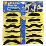 LUDALY Cotton Stickon Fake Black Moustache (Pack of 12)