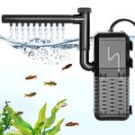 AQQA Fish Tank Filter, 600L/h Internal Aquarium Filter with Aeration & Rainfall, 6W Quiet Fish Tank Filter Pump for Tanks up to 200L