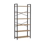 VASAGLE LLS082B48 Large Tall Bookcase 6 Tier Steel Frame Bookcase for Living Room Bedroom Home Office Study 30 x 80 x 186 cm Industrial Look Walnut Black