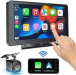 PASLDA Portable Newest Wireless Apple CarPlay and Android Auto Screen for Car, 7" HD Touch Screen Car Stereo with Mirror Link, Bluetooth 5.2, Backup Camera, AUX,FM Transmitter for All Vehicles