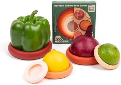 Food Huggers 5pc Reusable Silicone Food Savers | BPA Free & Dishwasher Safe | Fruit & Vegetable Produce Storage for Onion, Tomato, Lemon, Banana, Cans & More | Round, Terracotta