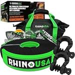 Rhino USA Combo D Ring Shackles & 30' Tow Strap (41,850lb Break Strength) - Shackle for Vehicle Recovery, Hauling, Stump Removal & Much More - Best Offroad Towing Accessory for Jeeps & Trucks!…