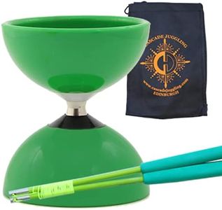 Juggle Dream Carousel Bearing Diabolo and Fiber Sticks with Bag - Bearing Diablo Set for Kids (Green)