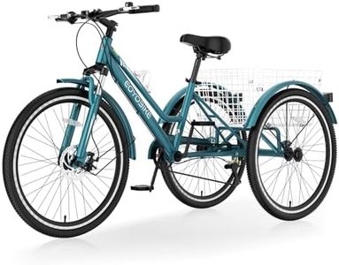 Slsy Adult Mountain Tricycle, 7 Speed Three Wheel Bike, 24/26 Inch Adults Trikes for Seniors with Shopping Basket, Exercise Men's Women's Tricycles