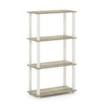 Furinno Turn-S-Tube 4-Tier Multipurpose Shelf Display Rack with Square Tube, Sonoma Oak/White