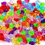 Firstly 100pcs Multicolored Fake Crushed Ice Rock Gems Jewels Acrylic Ice Rock Crystals Treasure Fake Diamonds Ice Cubes for Kids Toy Decoration Wedding Display Vase Fillers Crafts