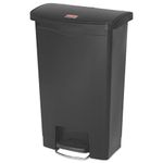 Rubbermaid Commercial Products Slim Jim Step-on Resin Front Step Waste Receptacle Bin 50 Litre Black 1883611