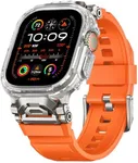 Suitisbest Rugged Bands Compatible for Apple Watch Ultra Band/Apple Watch Ultra 2 Band for Men, Silicone Sport Strap with Durable Stainless Steel Connector for iWatch 49mm, Orange