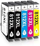 OINKWERE 812XL Ink Cartridges 5-Pack Compatible for Epson 812XL Ink Cartridges 812 812XL Value Pack Compatible for Workforce WF-7840 WF-7845 WF-7830 Workforce Pro WF-4830 WF-4835 WF-3820 WF-3825