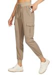 Willit Women's Cargo Joggers Lightweight Hiking Pants Quick Dry Athletic Workout Travel Casual Pants Pockets Khaki S