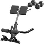 HANDBODE Roman Chair Back Extension Bench, Adjustable Hyperextension Machine, Adjustable Pad for Lower Back, Glutes, Core Strength Training for Home Gym, Fitness Equipment with Pair of 20 lb Dumbbell