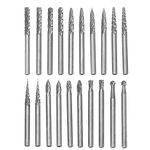 Gasea 20pcs 3mm 1/8" Shank Double Cut Head Tungsten Carbide Rotary Burr Set for Woodworking, Carving, Engraving