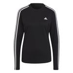 adidas Women's Essentials 3-Stripes Long Sleeve Tee, Black/White, XL