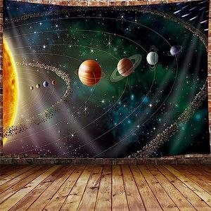 Outer Space Planets Small Tapestry for Men, Universe Galaxy Tapestry Wall Hanging for Bedroom, Trippy Tapestry Beach Blanket College Dorm Home Decor (60" W X 40" H)