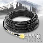 50 Ft. 12 0V Ice Dam &Pipe Freeze Protection Gutter Heat Trace with 10 ft Power Cold-Lighted Plug, SnulyHeet Electric Heat Tape 7 W/Ft with Roof Clips and Spacers