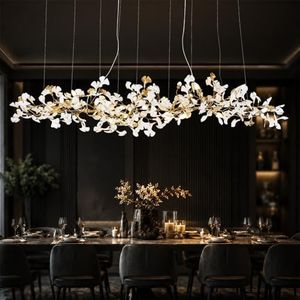 SJIGUANGZ L98.42 Large Modern Chandelier for Dining Room, 20-Light Copper Tree Branch Chandeliers, Ginkgo Leaf Chandeliers, H65 Brass Chandelier for Restaurants, Hotelsand, Clubs, Living Room