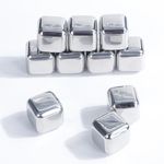 Fuworance 10 Stainless Steel Metal Ice Cubes Whiskey Stones Beverage Cooler Drink Chiller for Beverage Whiskey Vodka Juice Wine Lemonade Beer 1" x 1" x 1"