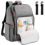 Baby Changing Bag Diaper Nappy Rucksack Backpack with Insulated Pockets Multi-Function Water Resistant Travel for Mom and Dad Grey