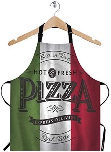 WONDERTIFY Pizza Apron,Best in Town Pizzeria Retro Poster on Grunge Backgrounds Green White Red Bib Apron with Adjustable Neck for Men Women,Suitable for Kitchen Cooking Chef Grill Bistro BBQ Apron, Multi02, 27*31 inch