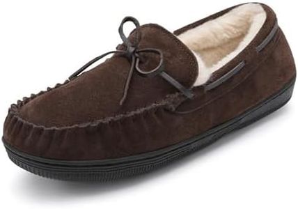 DREAM PAIRS Men's Moccasin Slippers Fuzzy Plush House Shoes Indoor Outdoor Fleece Lining Loafers,Size 10.5,BROWN,FUR-LOAFER-01