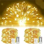 Twinkle Star 300LED 99ft 2 Pack Copper Wire Fairy Lights Battery Operated, 8 Modes with Remote, Waterproof String Lights for Indoor, Outdoor, Wedding, Christmas, Party, Twinkle Lights,Warm White