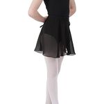 Bezioner Girls Women Ballet Wrap Skirt Chiffon Dance Costume With Adjustable waist tie, Black, L(Above 160cm)