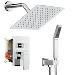 SR Sun Rise Shower System - Shower Faucet Set with 8 Inch Rain Shower Head and Handheld Shower - High Pressure Rain Shower System - All Metal Shower Faucet Trim Kit - Polished Chrome