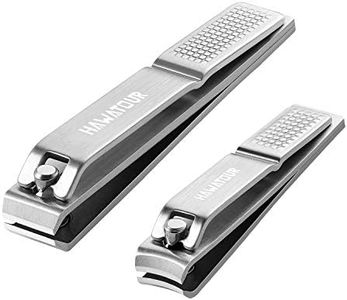 HAWATOUR Nail Clippers Set, Ultra Sharp Sturdy Fingernail and Toenail Clipper Cutters with Visibly Tin Case, Silver