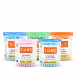 TULIPS Cotton Ear Buds/Swabs Pack of 5 (Multicolor) made of White PAPER Stick (100/200 Tips) in a Jar