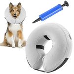 AKOFIC Inflatable Collar for Dogs and Cats, Comfy Dog Protective Inflatable Cone Pet Recovery Collar, Soft Adjustable Inflatable Basic Dog Collars for Recovery from Surgery or Wounds (Large, Grey)